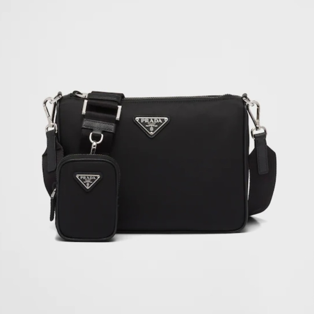 Re-Nylon and Saffiano Leather Shoulder Bag